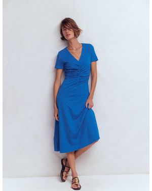 Boden Una Ruched Front Ponte Dress - Blue