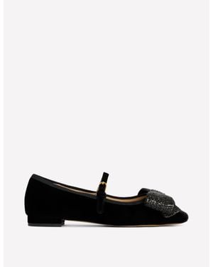 Boden Embellished Bow Mary Jane Flat - Black