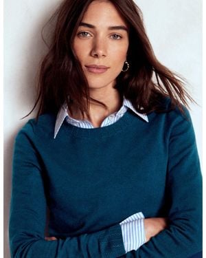 Boden Emilia Cotton Crew Jumper - Blue