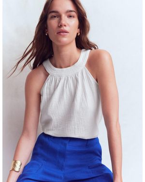 Boden Halter-Neck Double Cloth Top - White