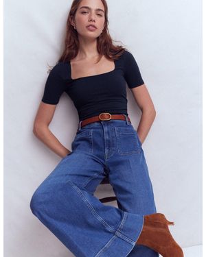 Boden Double Layer Square Neck Tee - Blue