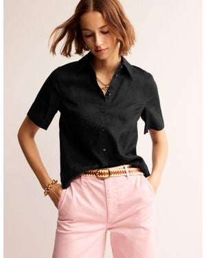 Boden Hazel Short Sleeve Linen Shirt - Black