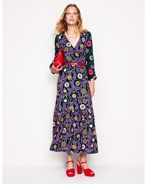 Boden Ophelia Wrap Midi Jersey Dress Multi, Meadow Vine - Multicolour