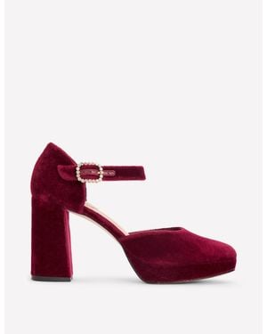 Boden Jewelled Buckle Platform Heels - Red