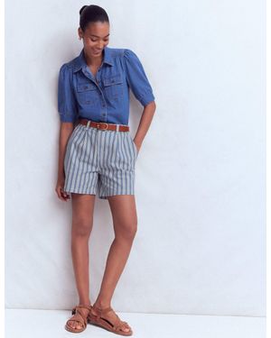 Boden Jeansshorts Mit Faltendetail Vorn - Blau