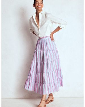 Boden Tiered Poplin Midi Skirt - Purple