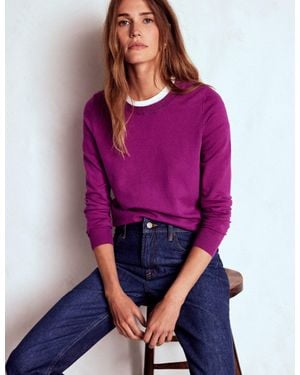 Boden Emilia Cotton Crew Jumper - Purple