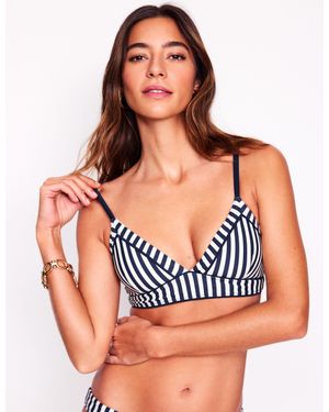 Boden Kasos String V Neck Bikini Top- Ivory Stripe - Blue