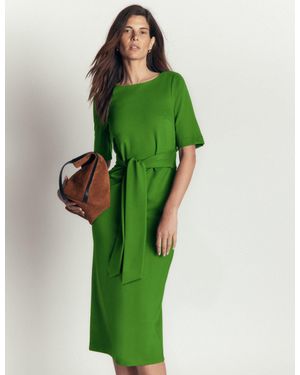Boden Belted Ponte Midi Dress - Green