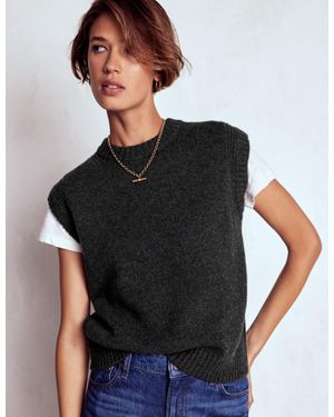 Boden Cashmere Ribbed Trim Tank - Black