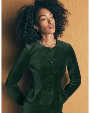 Boden Velvet Waisted Jacket - Green