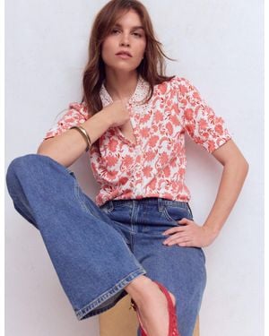 Boden Nessa Broderie Collar Blouse - Pink