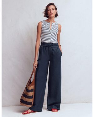 Boden Greenwich Tie Waist Trousers - Blue