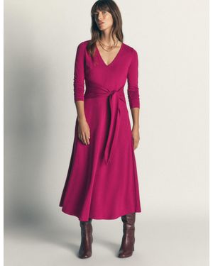 Boden Tie Waist Ponte Dress - Pink