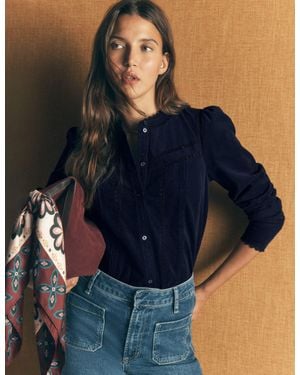 Boden Carmen Lace Trim Cord Top - Blue