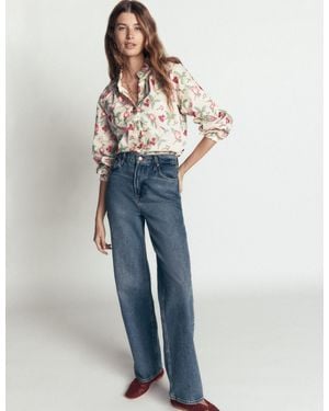 Boden Erica Cotton Frill Top - Blue