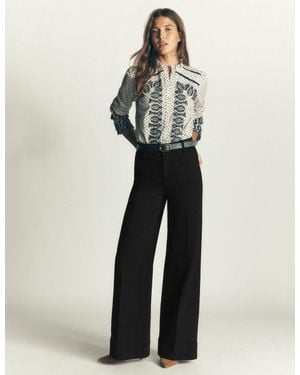 Boden Patch Pocket Flare Jeans - White