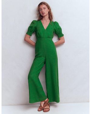 Boden Anna Linen Jumpsuit - Green