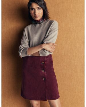 Boden Evelyn Button Cord Wrap Skirt - Brown