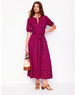 Boden Cutwork Detail Midi Dress - Purple