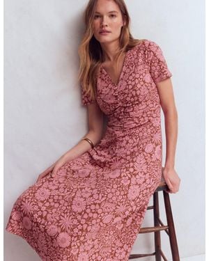 Boden Una Ruched Front Ponte Dress - Red