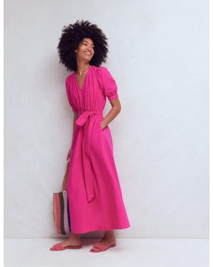 Boden Double Cloth Puff Sleeve Dress - Pink