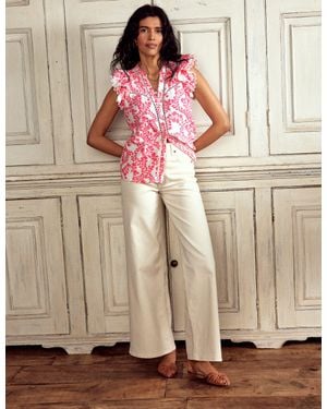 Boden Sleeveless Double Cloth Top-Azalea, Vine Silhouette - Natural