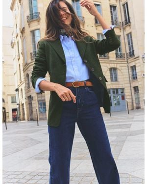 Boden Longline Wool Button Blazer - Blue