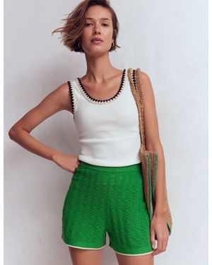 Boden Knitted Pointelle Shorts - Green