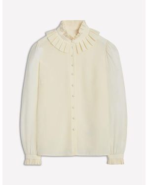 Boden Ruffle Collar Silk Blouse - Natural