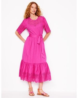 Boden Isabel Broderie Mix Maxi Dress - Pink