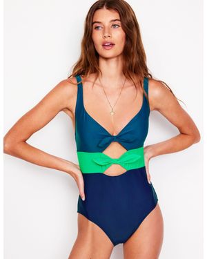 Boden Tie Front Swimsuit - Blue