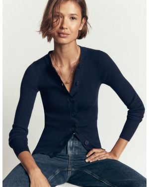 Boden Rhianne Cotton Rib Cardigan - Blue