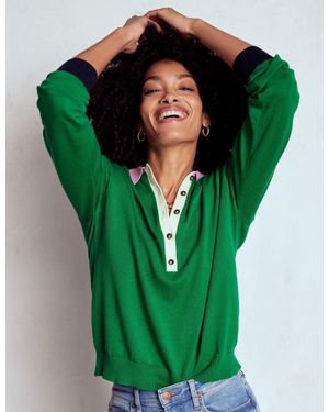 Boden Lara Cotton Henley Jumper - Green