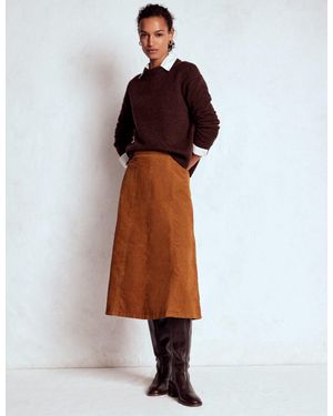 Boden Joy Cord Midi Skirt - Brown