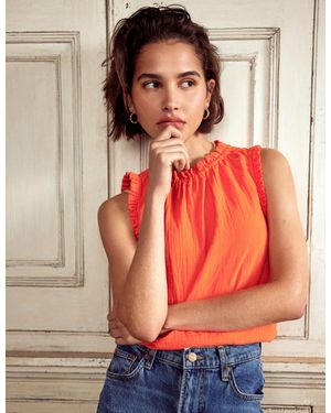 Boden Sophie Ruffle Double Cloth Top - Orange