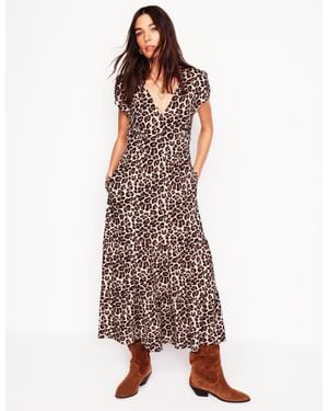 Boden Eloise Tiered Jersey Dress - Brown