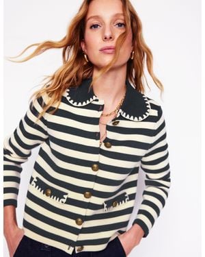 Boden Holly Collared Knitted Jacket - White