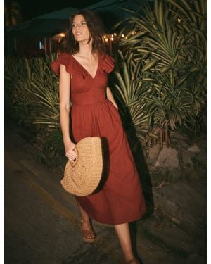 Boden Mega Ruffle Linen Dress - Green