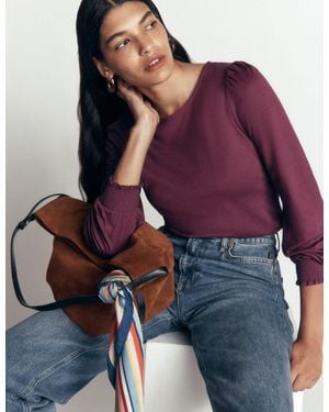 Boden Smocked Cuff Supersoft Top - Purple