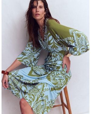 Boden Nell Kimono Midi Jersey Dress - Green