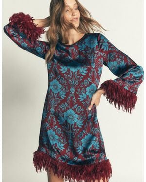 Boden Faux Feather Satin Dress - Grey