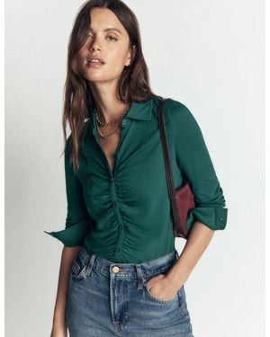 Boden Imi Ruched Jersey Shirt - Green