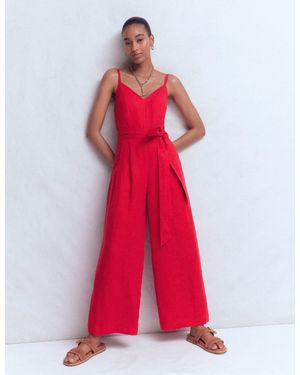 Boden Linen Strappy Jumpsuit - Red