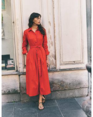 Boden Alexa Cotton Midi Shirt Dress - Red