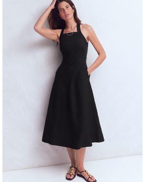 Boden Cross-Back Linen Blend Dress - Black