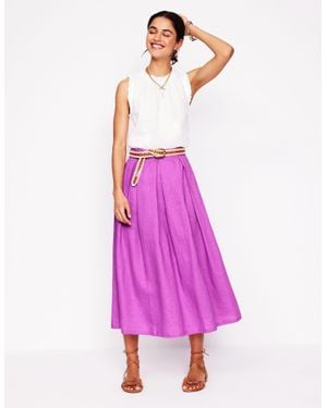 Boden Verity Linen Midi Skirt - Pink