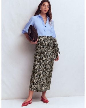 Boden Dimitra Linen Column Skirt - Blue