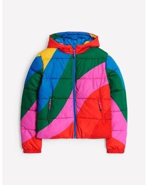 Boden Hooded Puffer Coat Multi - Red