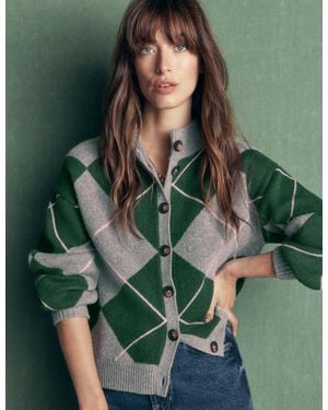 Boden Jemma Jacquard Knit Cardigan - Green